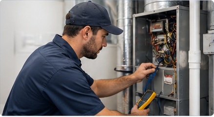 Technician repairing an HVAC unit
